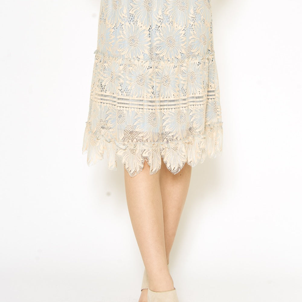 Tiered Lace Midi Skirt