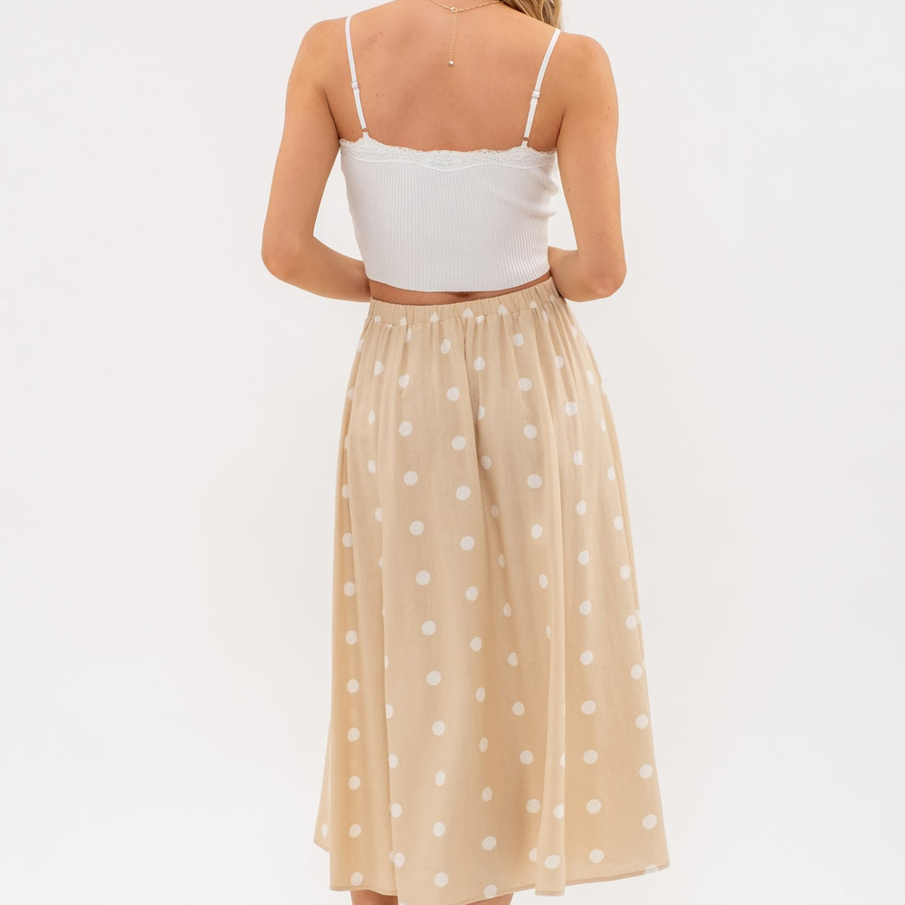 
                      
                        Polka Dot Button Down Midi Skirt
                      
                    