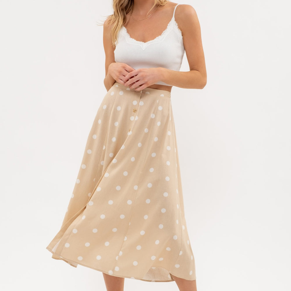 
                      
                        Polka Dot Button Down Midi Skirt
                      
                    