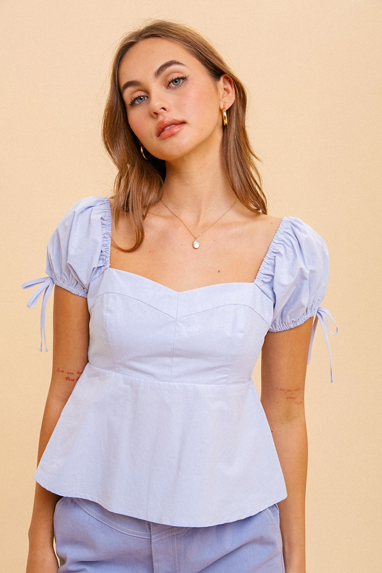 Poplin babydoll top