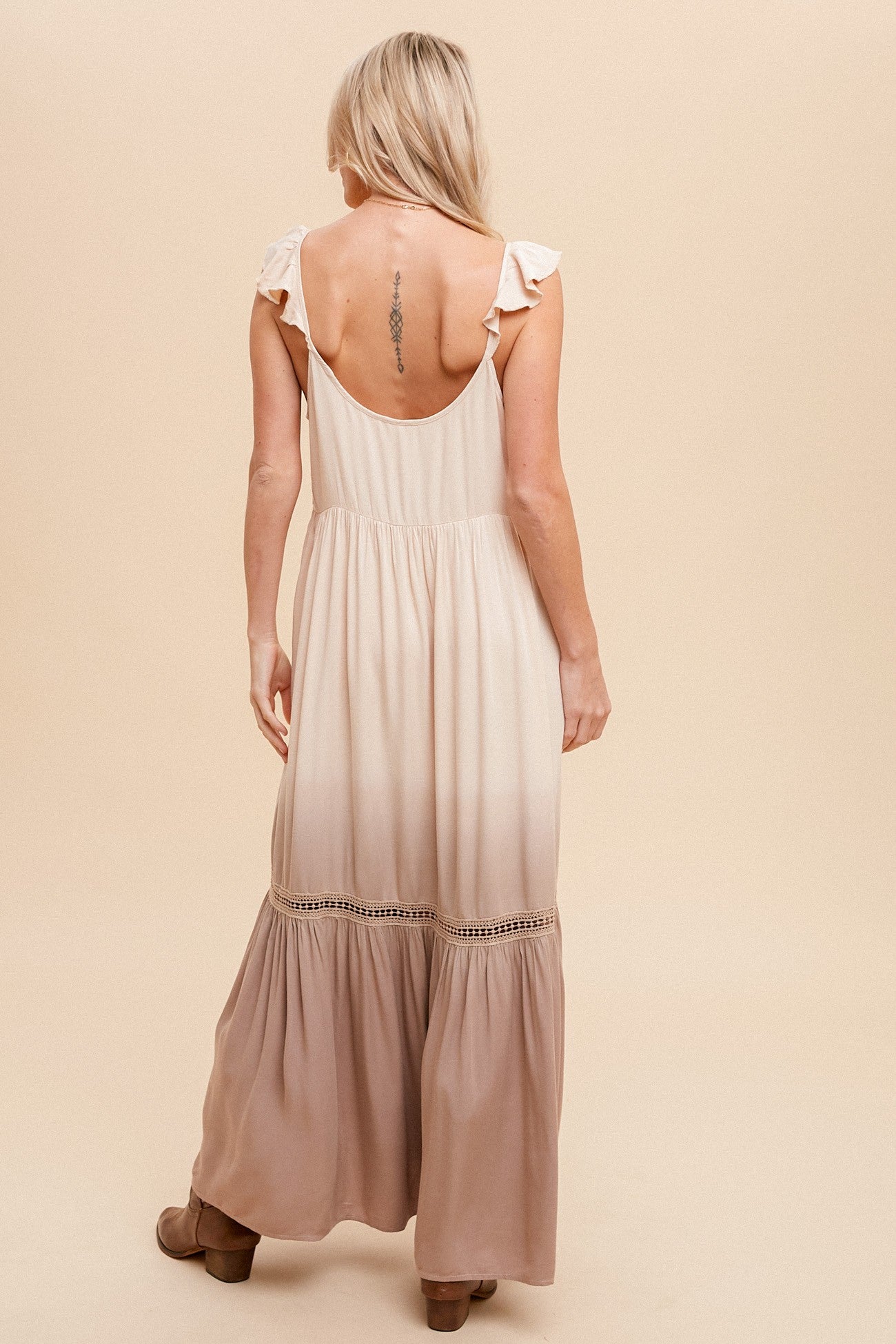Dip Dyed Ruffled Cami Maxi Dress