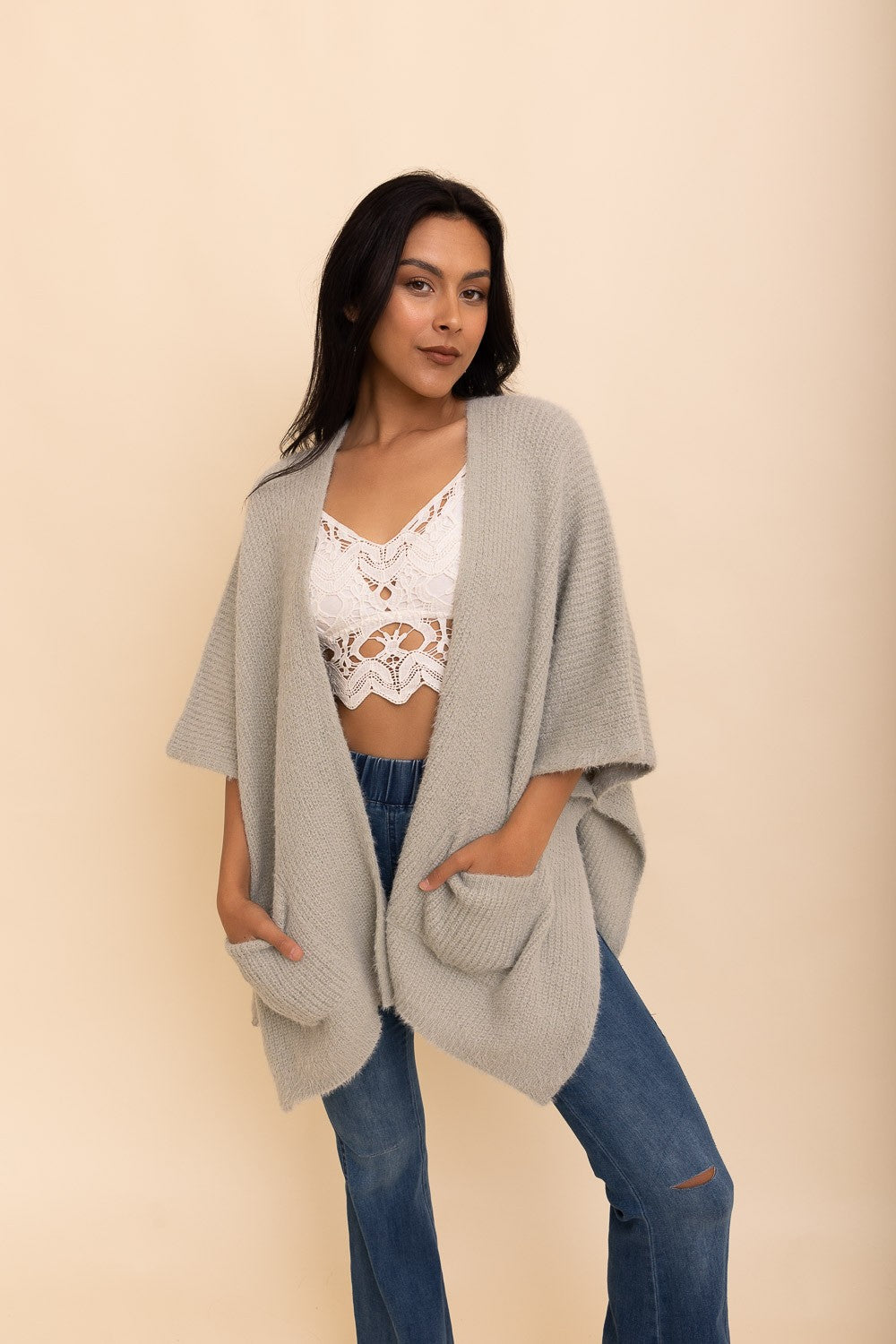 Boucle Cozy Ruana W/ Pockets