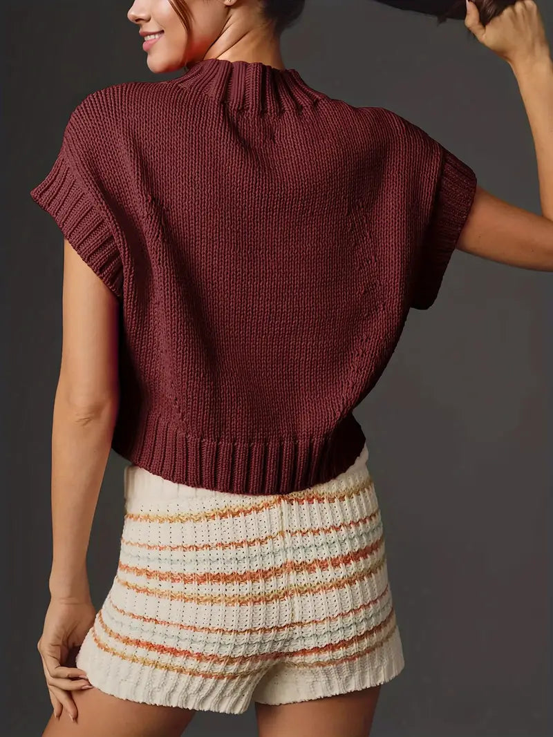 Cotton Crew Neck Sweater with Heart Pattern