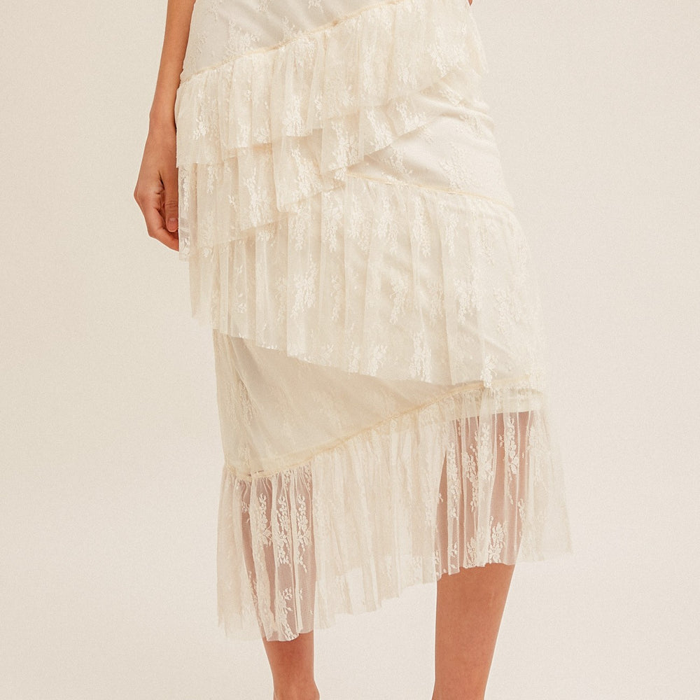 
                      
                        Asymmetrical Tiered Lace Skirt
                      
                    