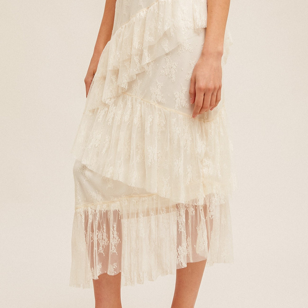 
                      
                        Asymmetrical Tiered Lace Skirt
                      
                    