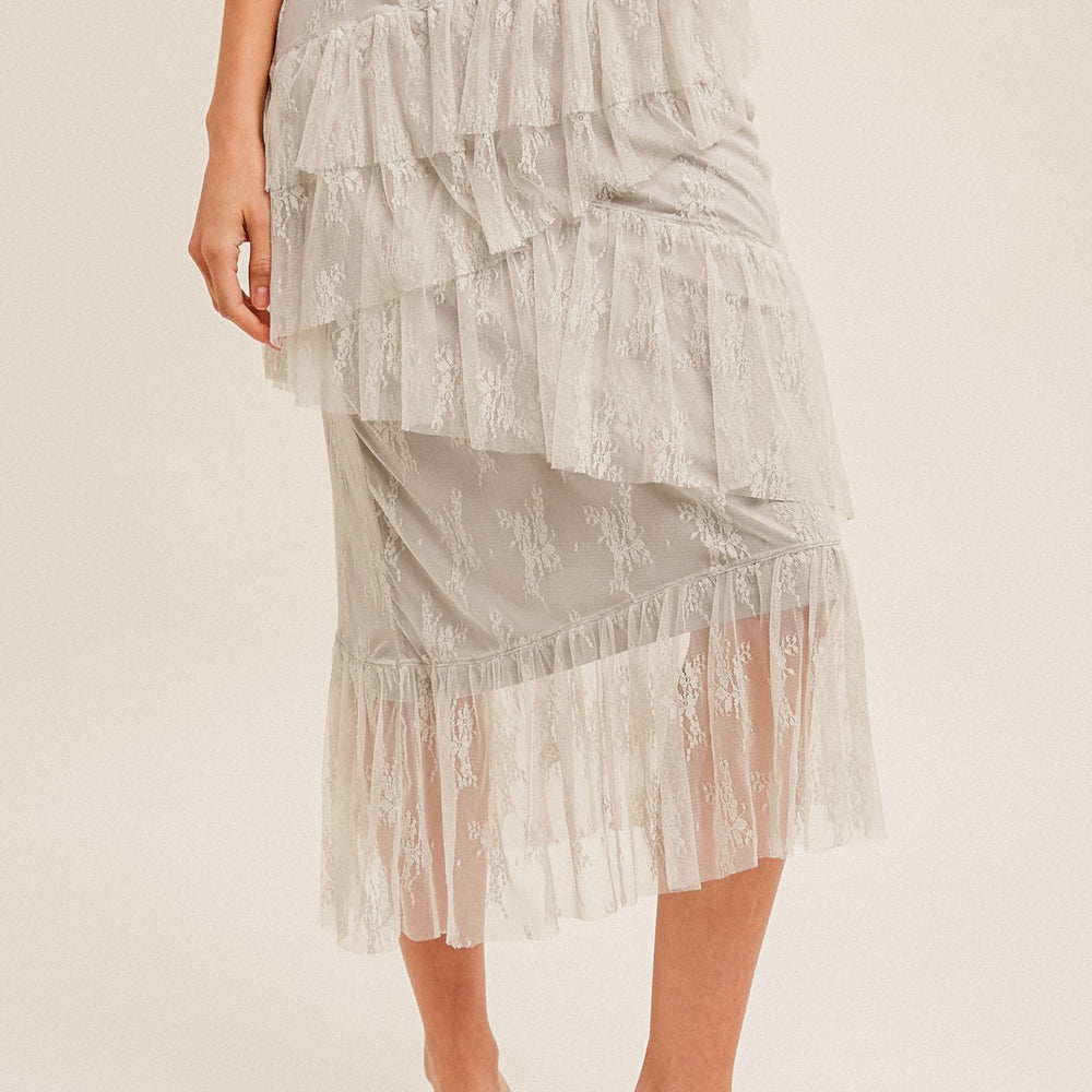 Asymmetrical Tiered Lace Skirt