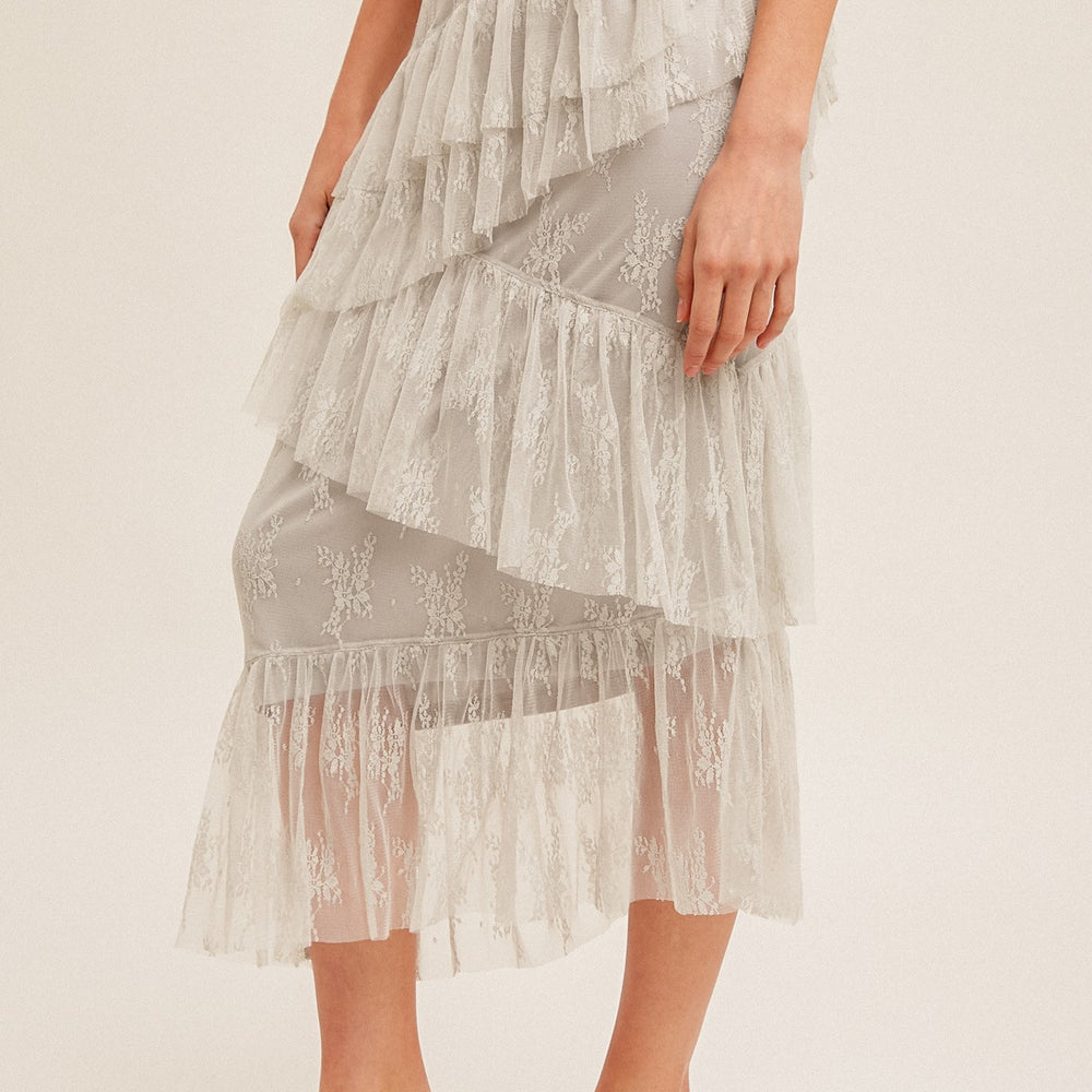Asymmetrical Tiered Lace Skirt