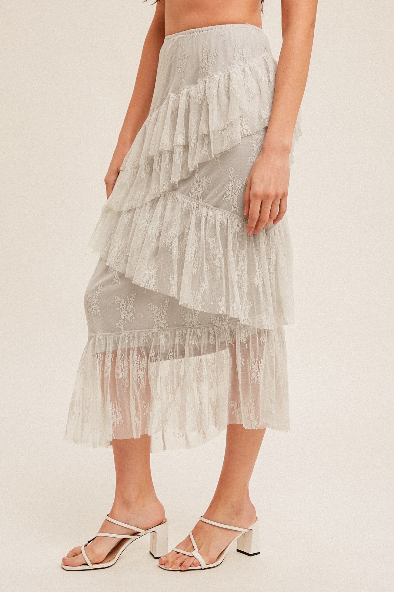 Asymmetrical Tiered Lace Skirt