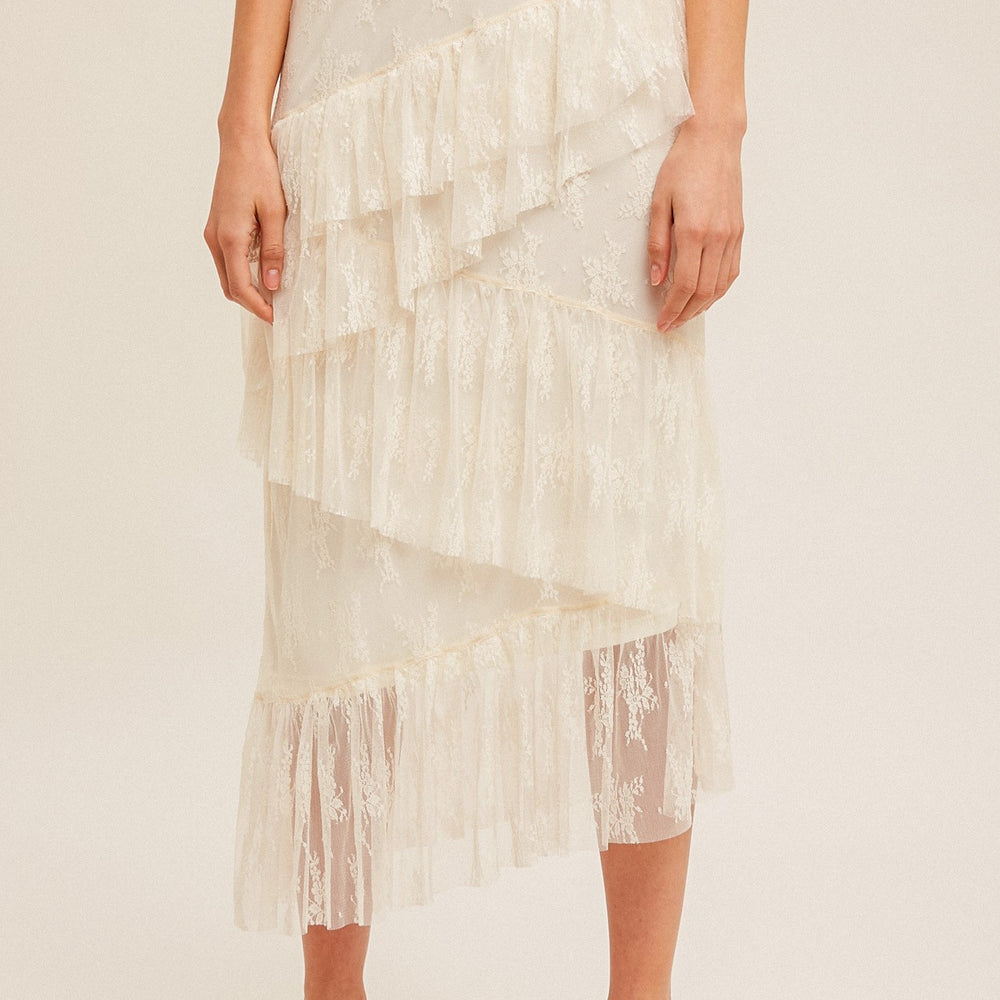
                      
                        Asymmetrical Tiered Lace Skirt
                      
                    