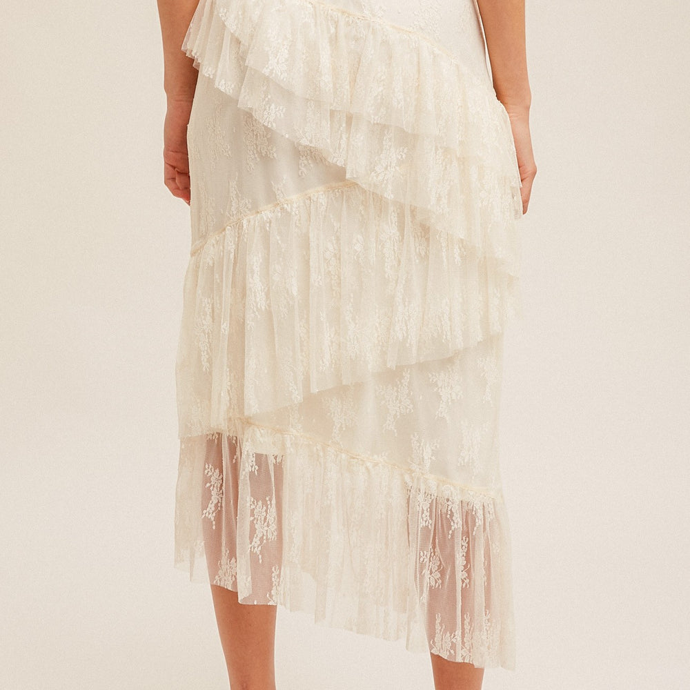 
                      
                        Asymmetrical Tiered Lace Skirt
                      
                    