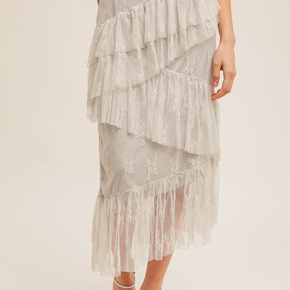 
                      
                        Asymmetrical Tiered Lace Skirt
                      
                    