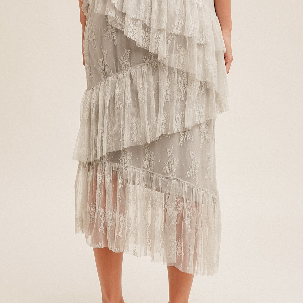 
                      
                        Asymmetrical Tiered Lace Skirt
                      
                    