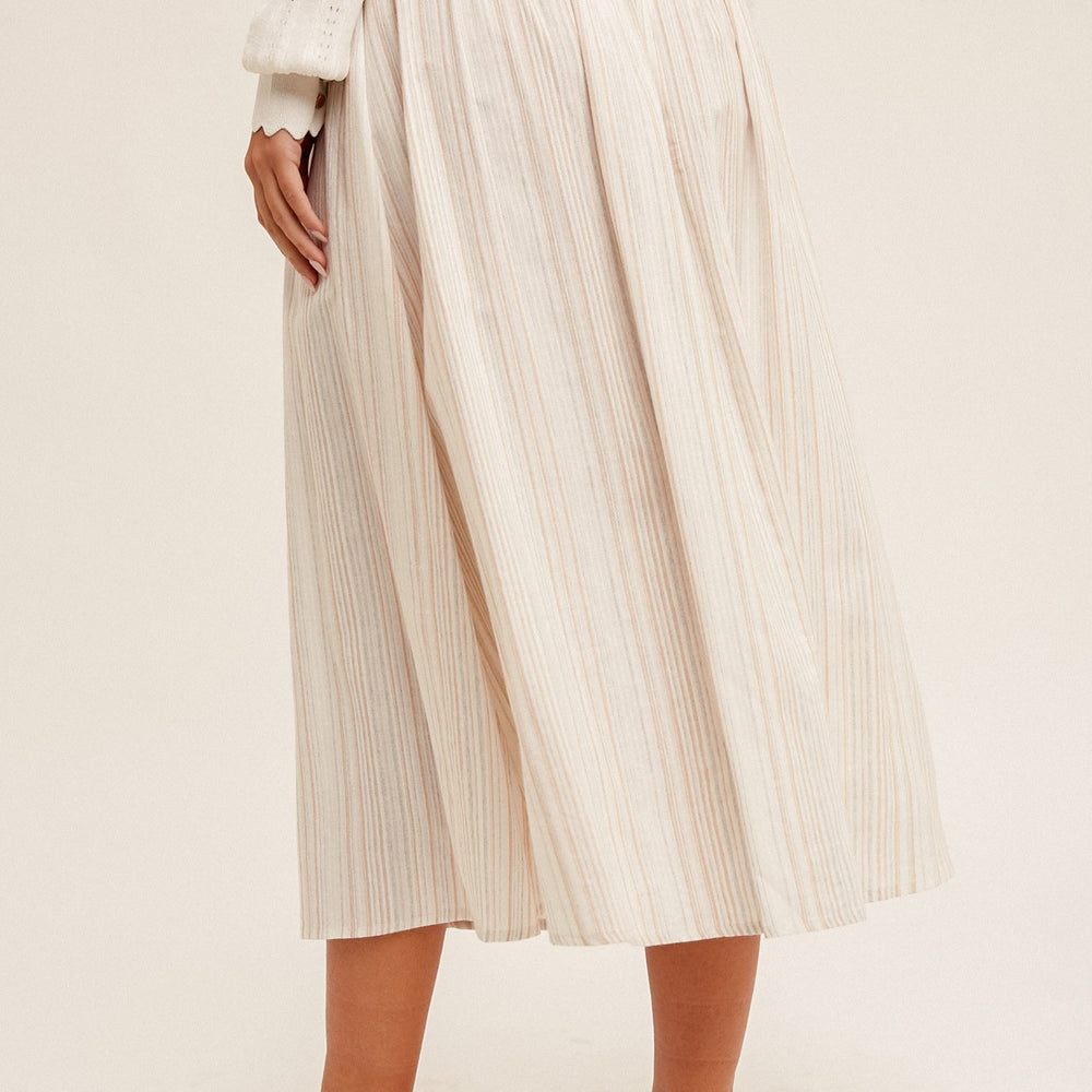 
                      
                        Button Front Striped Midi Skirt
                      
                    