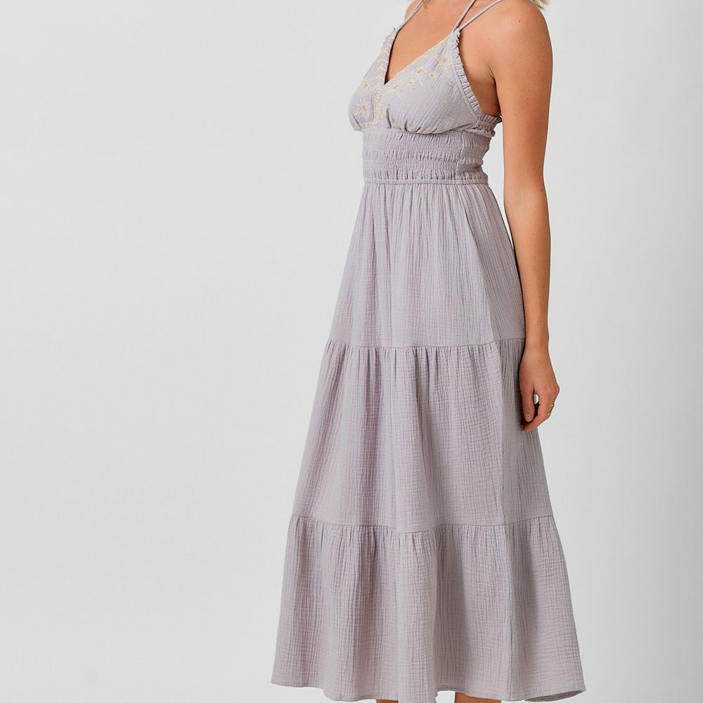 
                      
                        Embroidered Long Tiered Dress
                      
                    