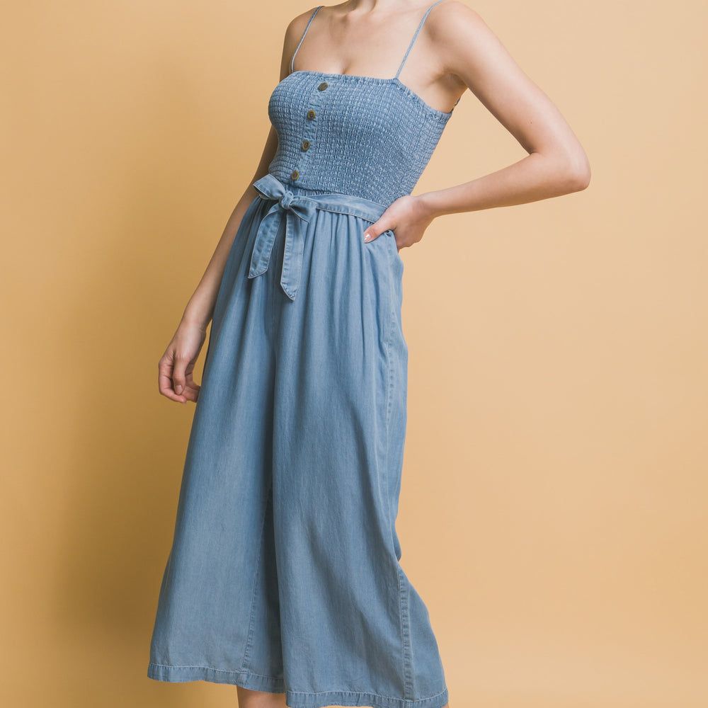 
                      
                        Smocked Wide Leg Cropped Jumpsuit
                      
                    