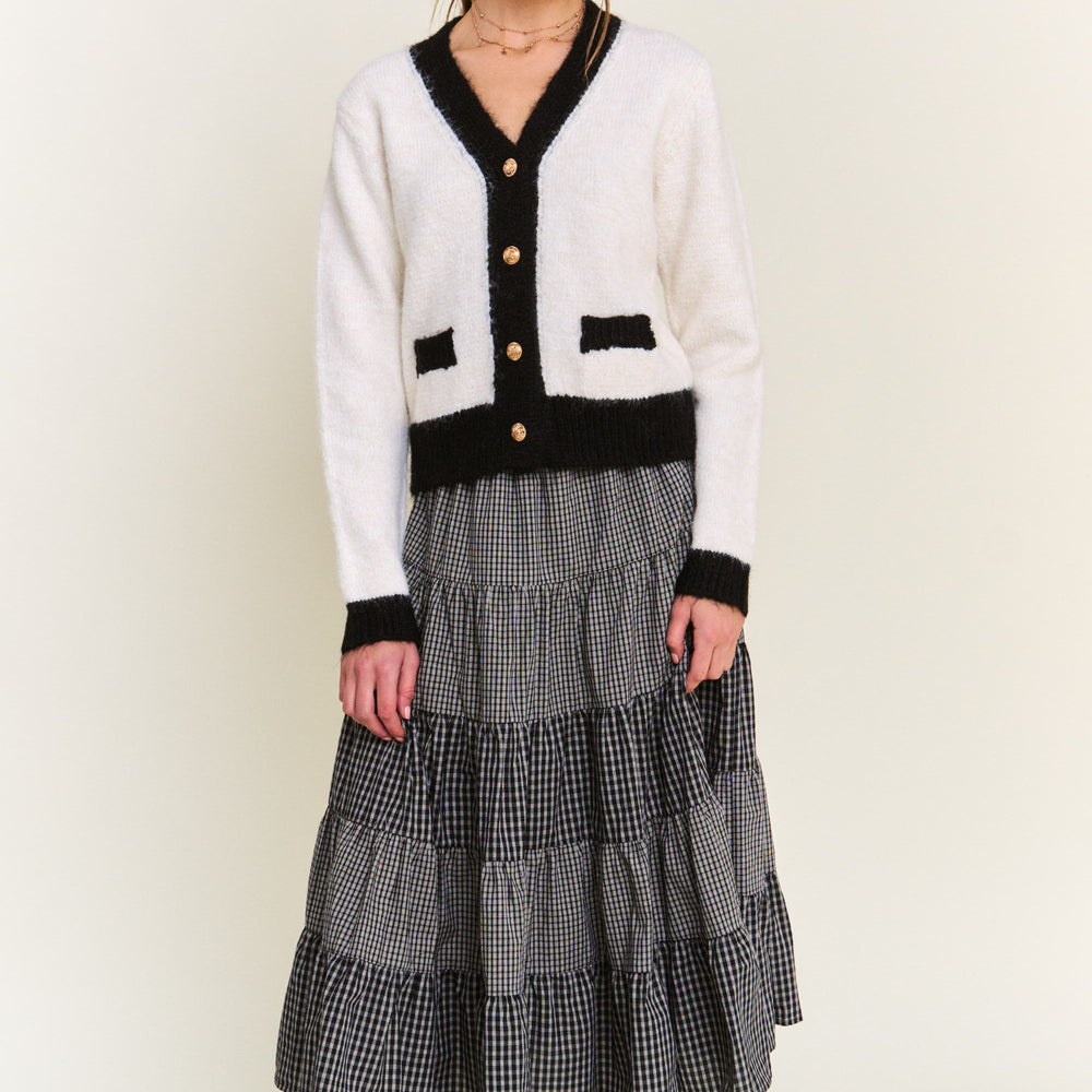 Gingham Grace Black Maxi Skirt