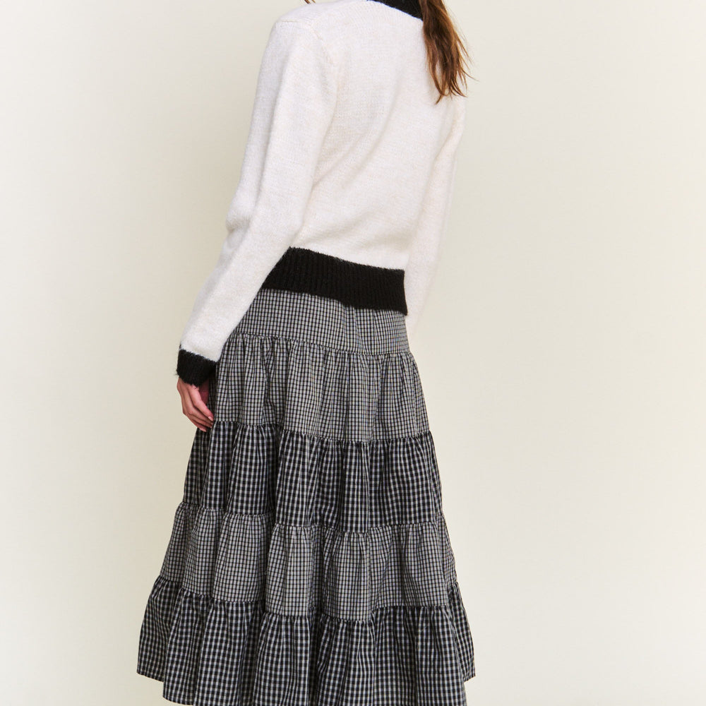Gingham Grace Black Maxi Skirt