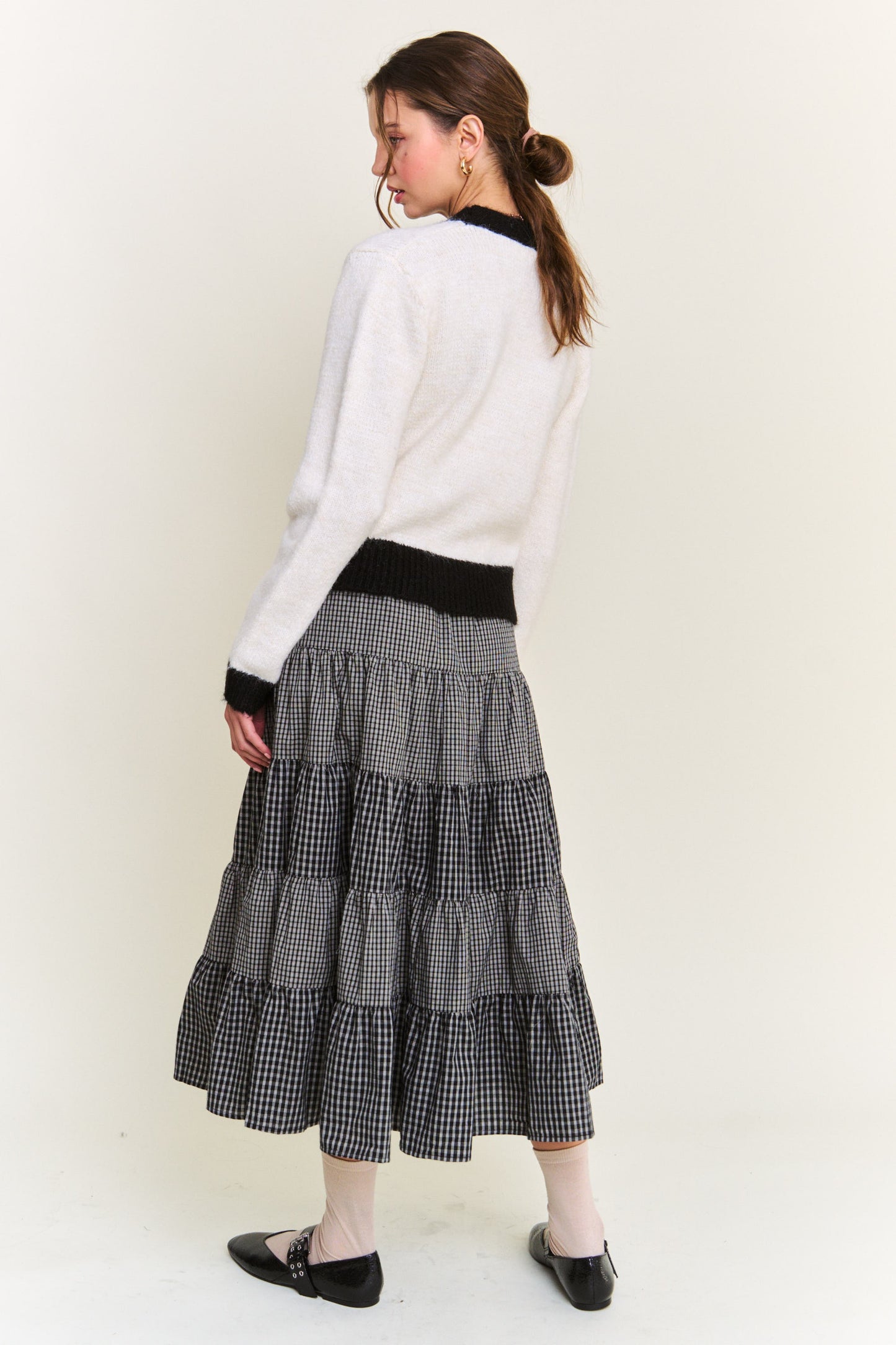 Gingham Grace Black Maxi Skirt