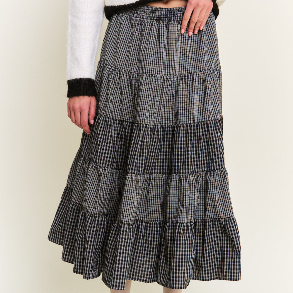 
                      
                        Gingham Grace Black Maxi Skirt
                      
                    