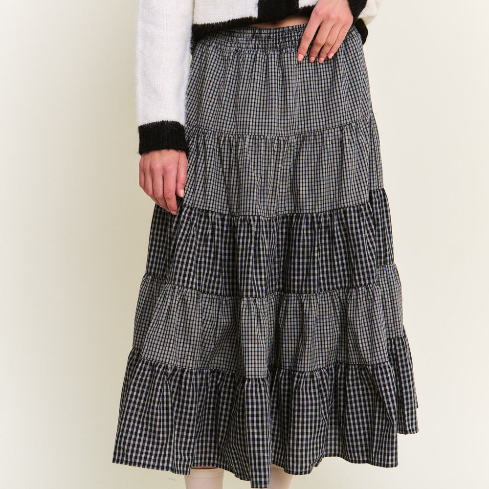 
                      
                        Gingham Grace Black Maxi Skirt
                      
                    