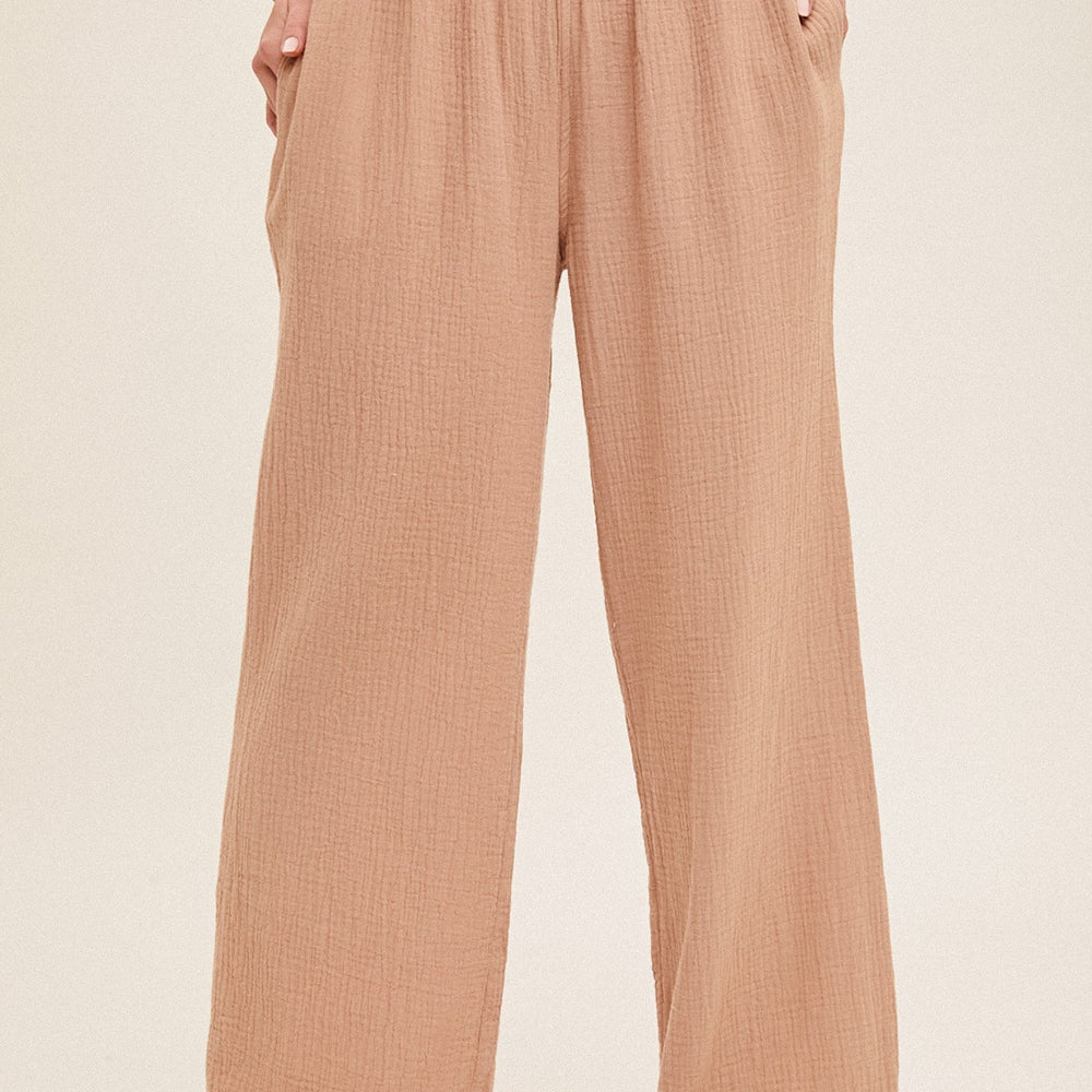 Crinkle Gauze Smocked Waist Lounge Pants