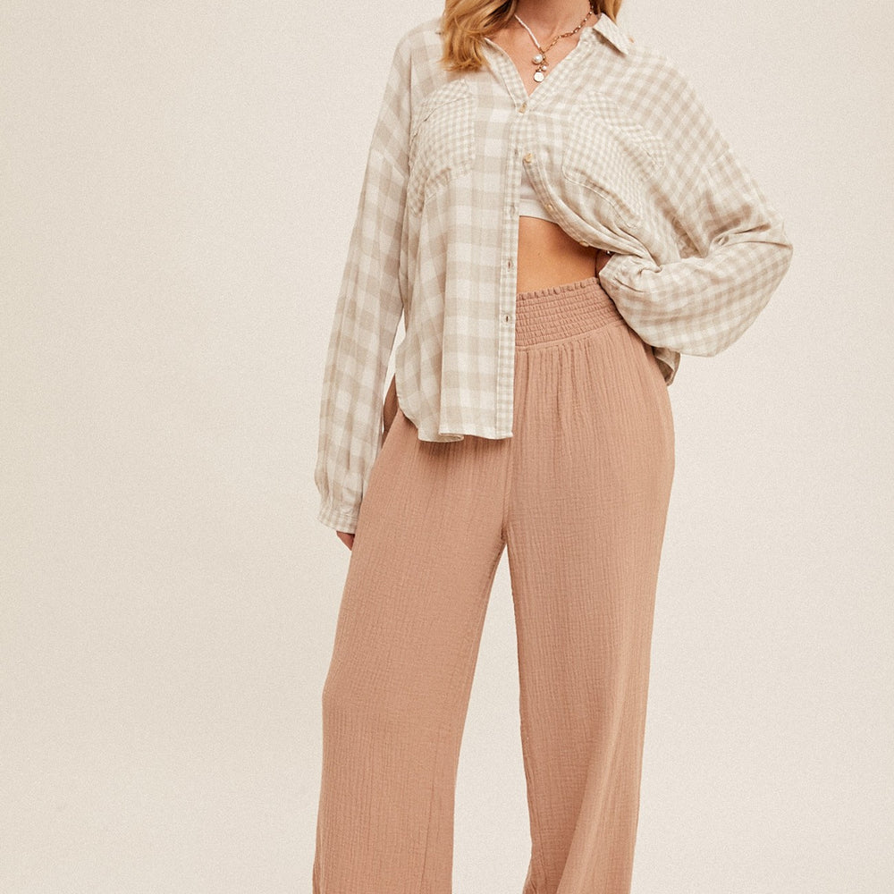
                      
                        Crinkle Gauze Smocked Waist Lounge Pants
                      
                    