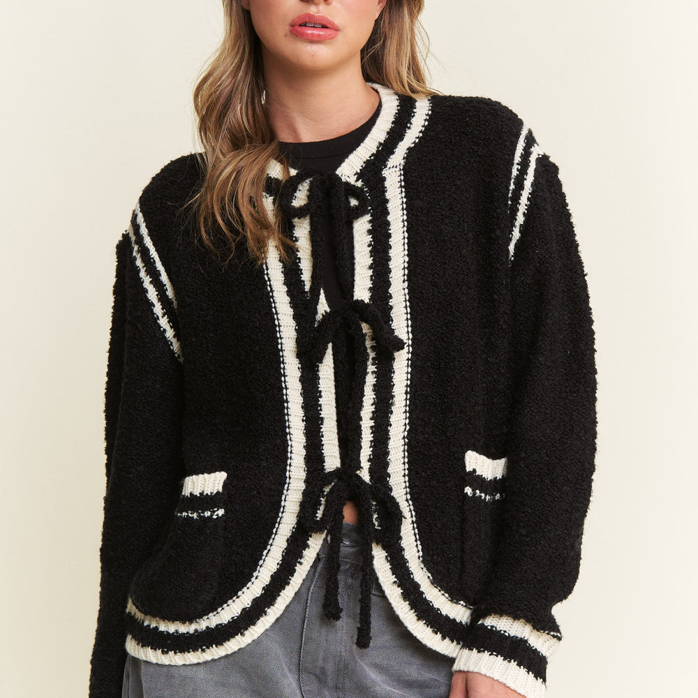 Black Colette Tie Cardigan