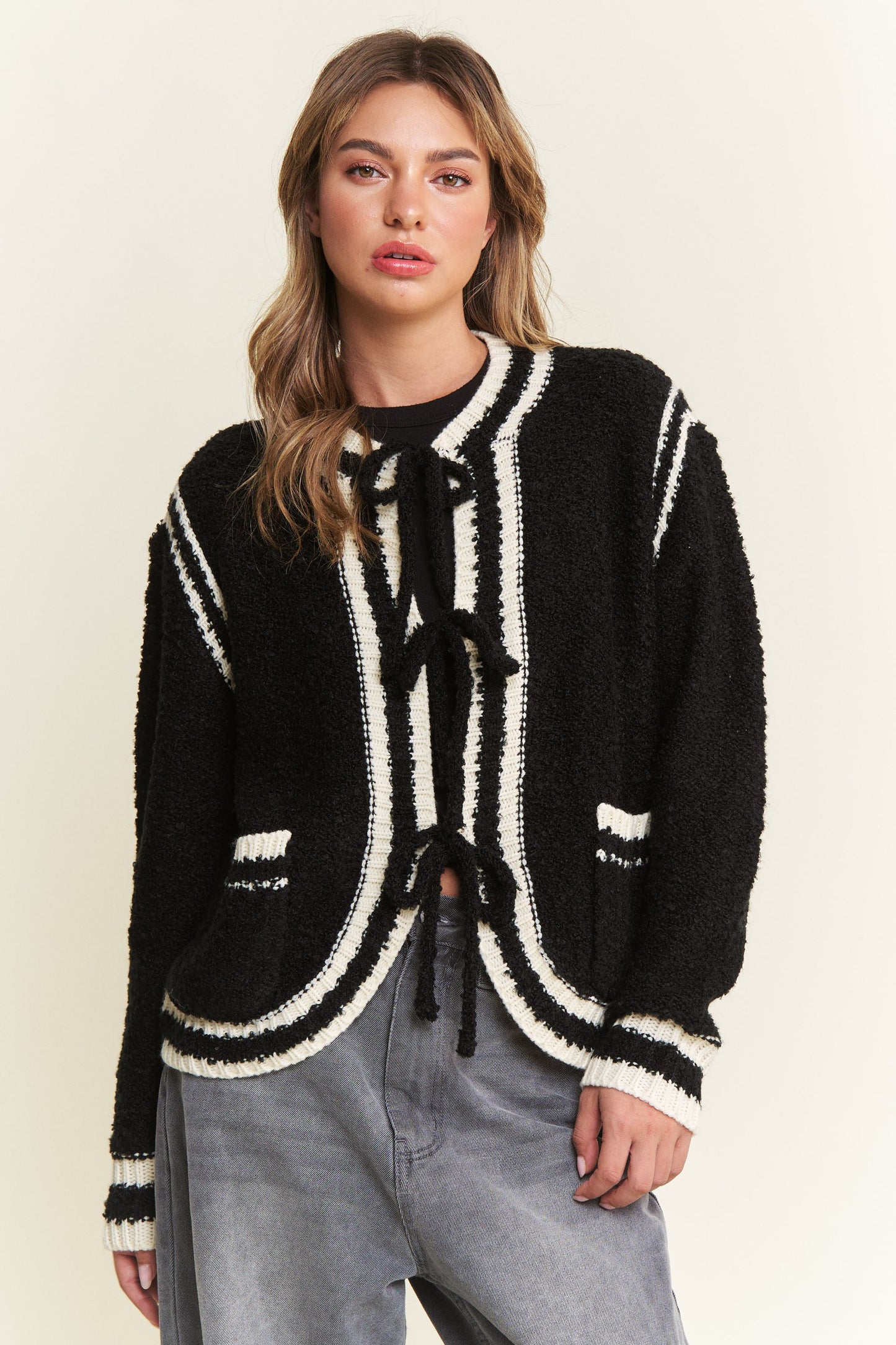 Black Colette Tie Cardigan