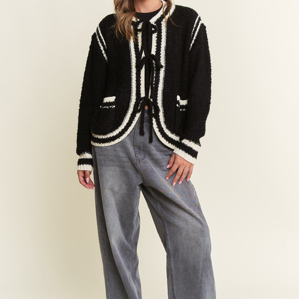 Black Colette Tie Cardigan
