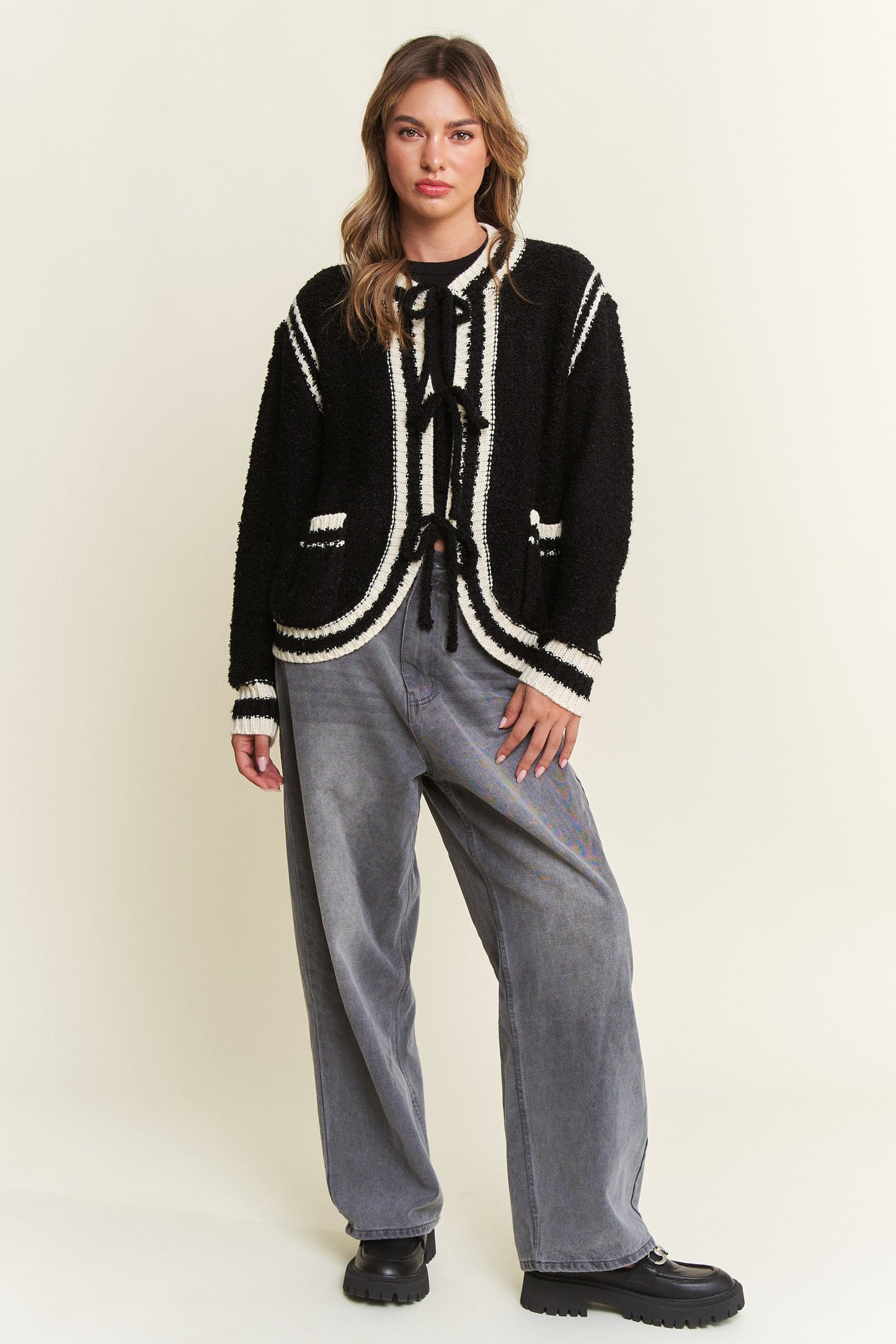 Black Colette Tie Cardigan