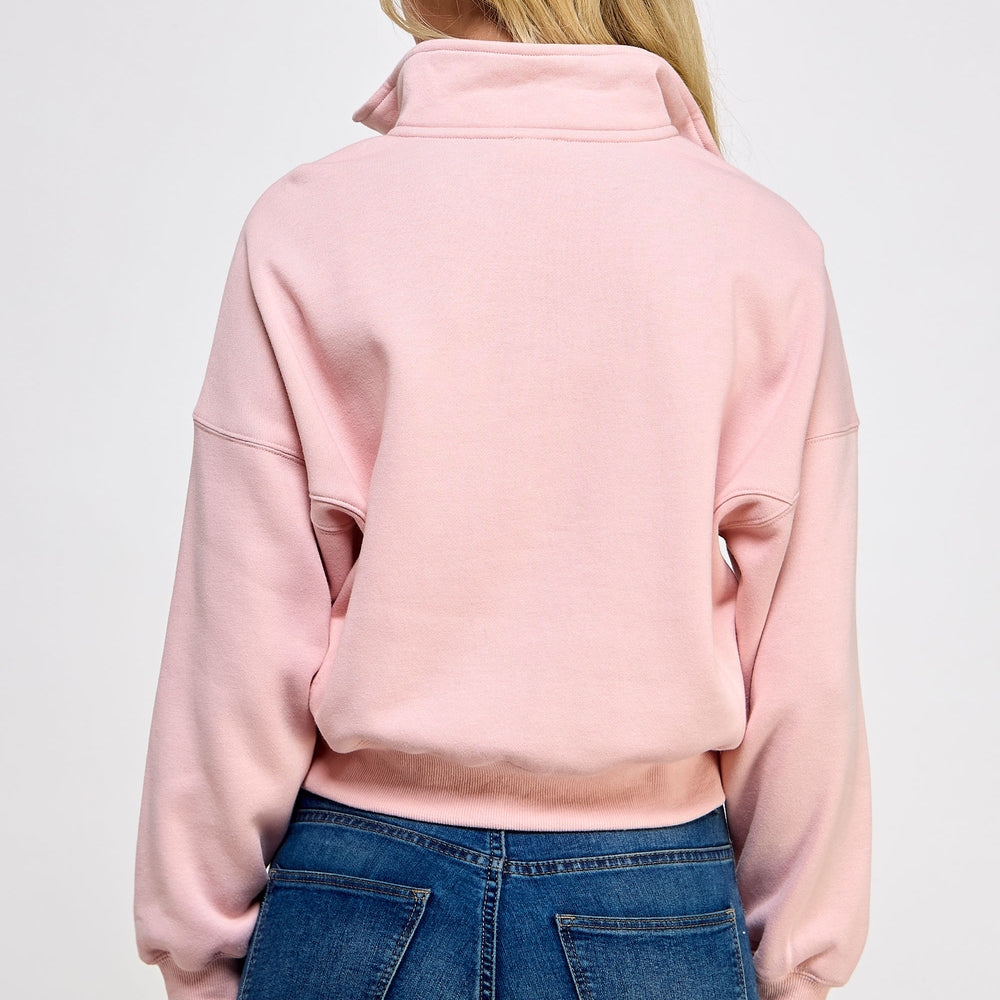 Fleece Comfy Hal Zip Sweatshirt With Mock Neckline