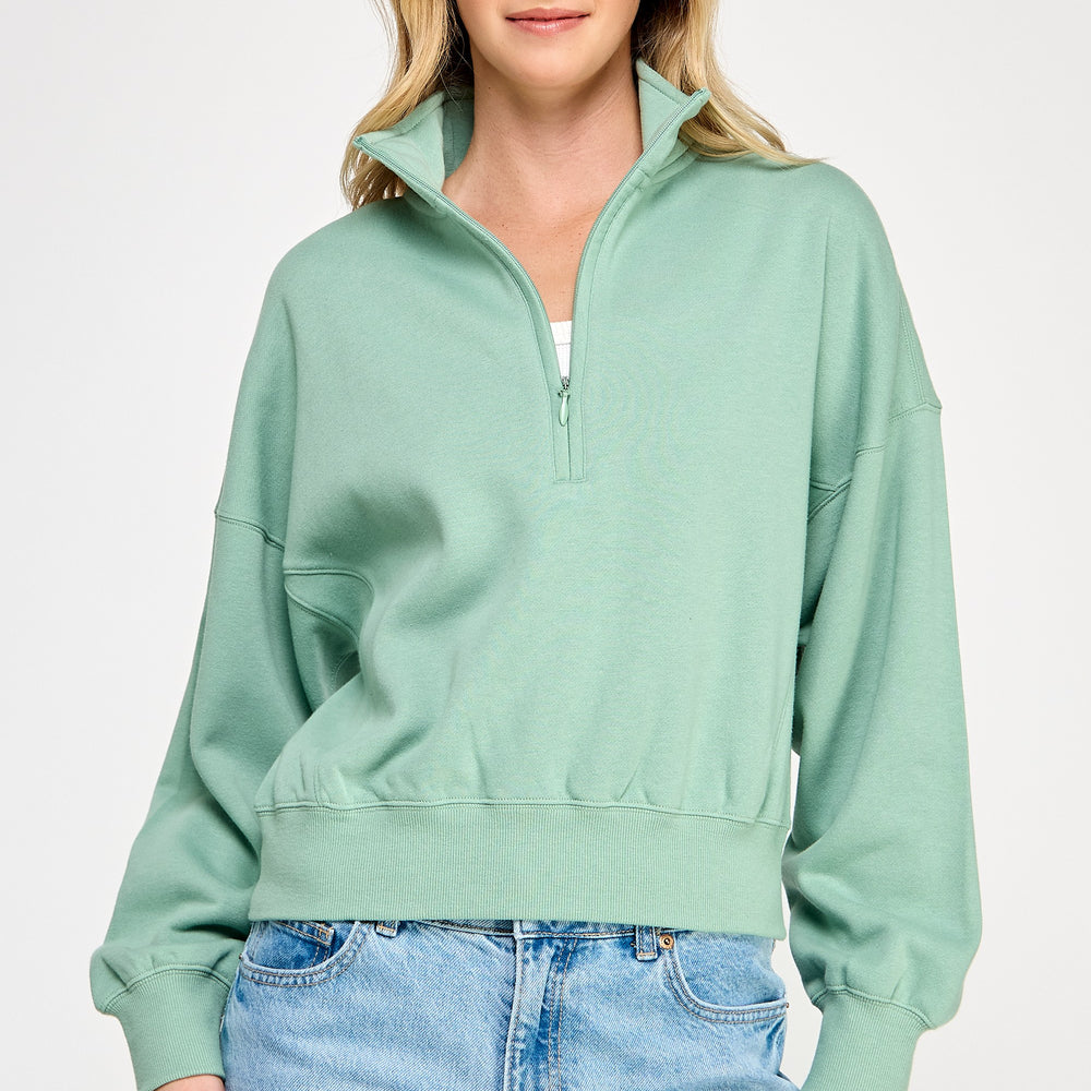 
                      
                        Fleece Comfy Hal Zip Sweatshirt With Mock Neckline
                      
                    