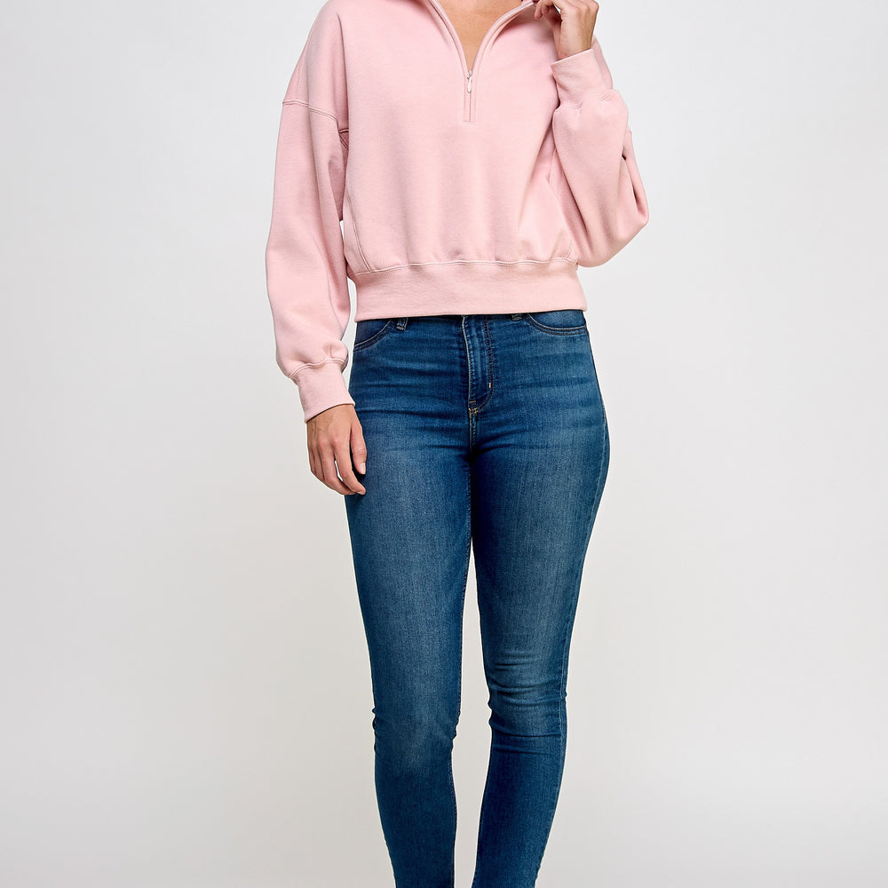 
                      
                        Fleece Comfy Hal Zip Sweatshirt With Mock Neckline
                      
                    