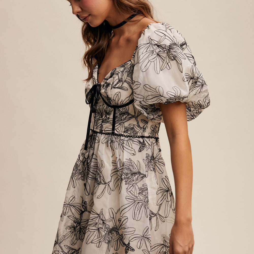 
                      
                        Puff Sleeve Foral Mini Dress
                      
                    