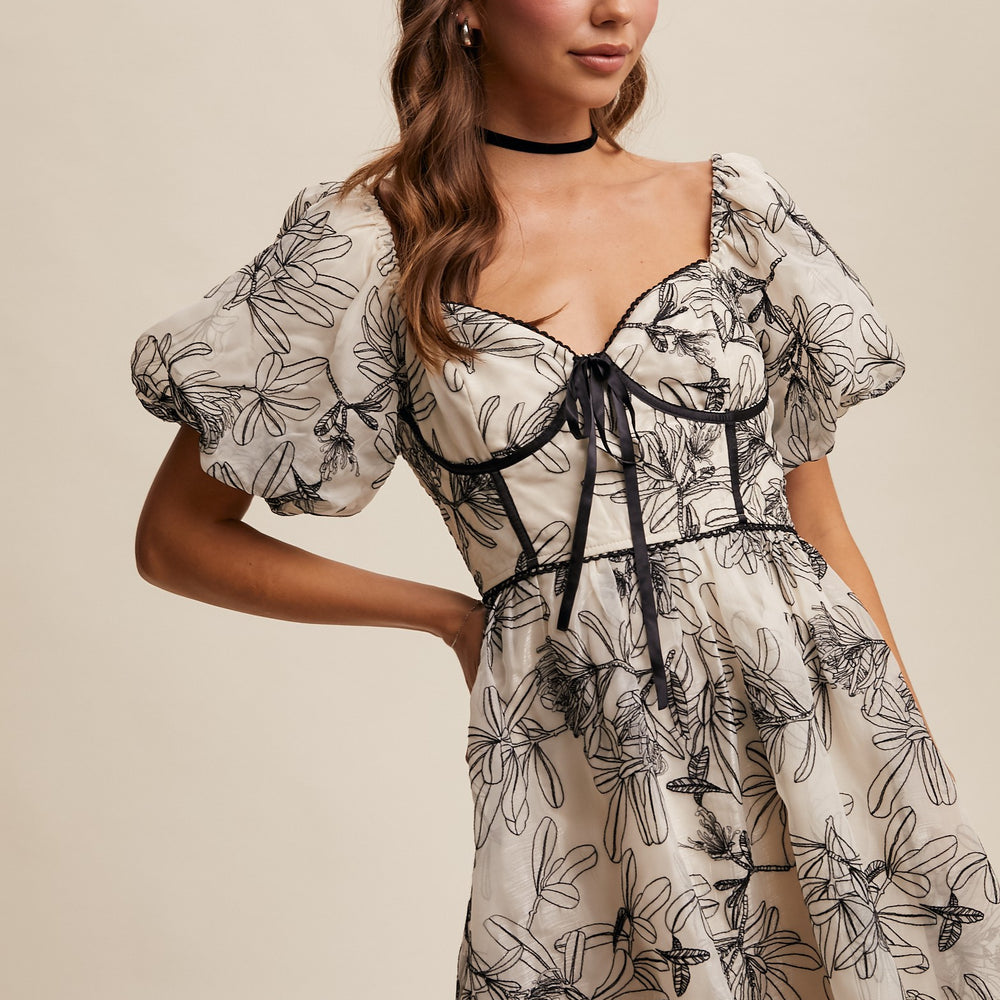 
                      
                        Puff Sleeve Foral Mini Dress
                      
                    