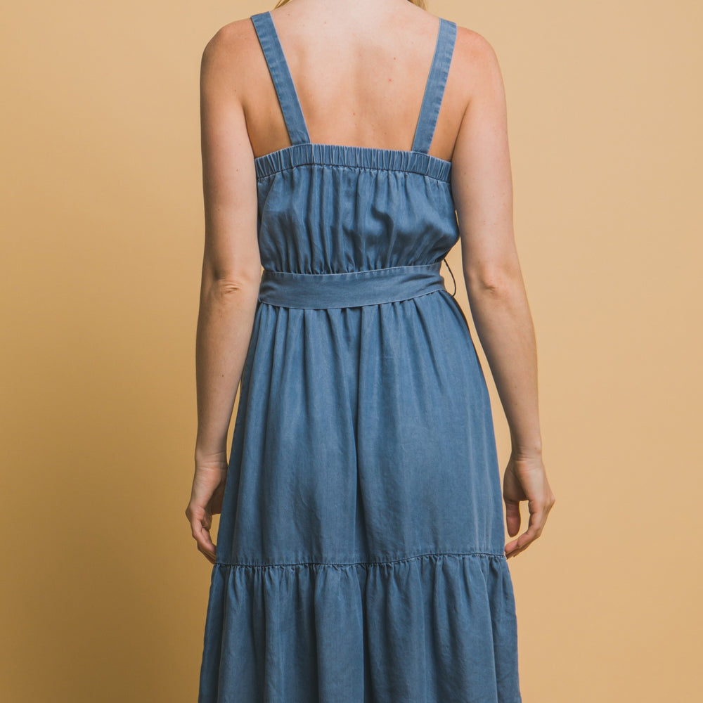 Midi Dress With Waist Tie