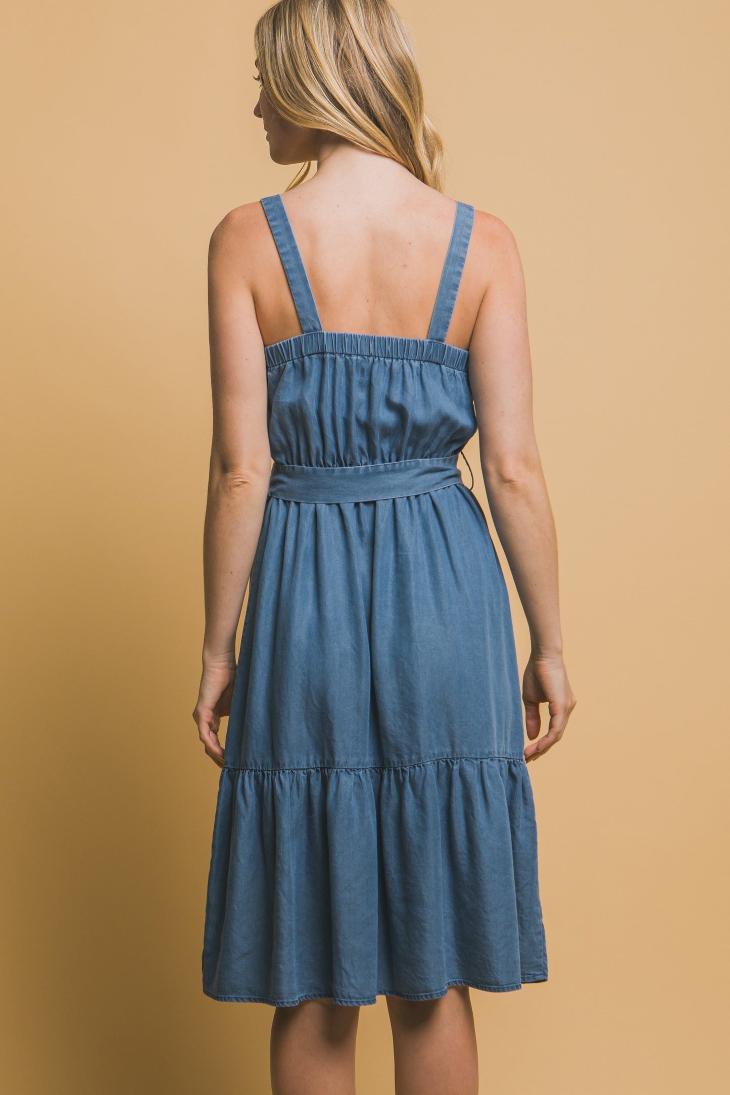 Midi Dress With Waist Tie