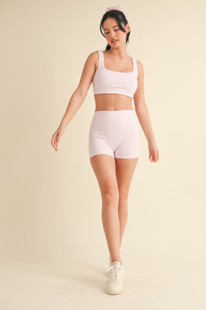 
                      
                        Gingham Print Ruched Bra Top
                      
                    