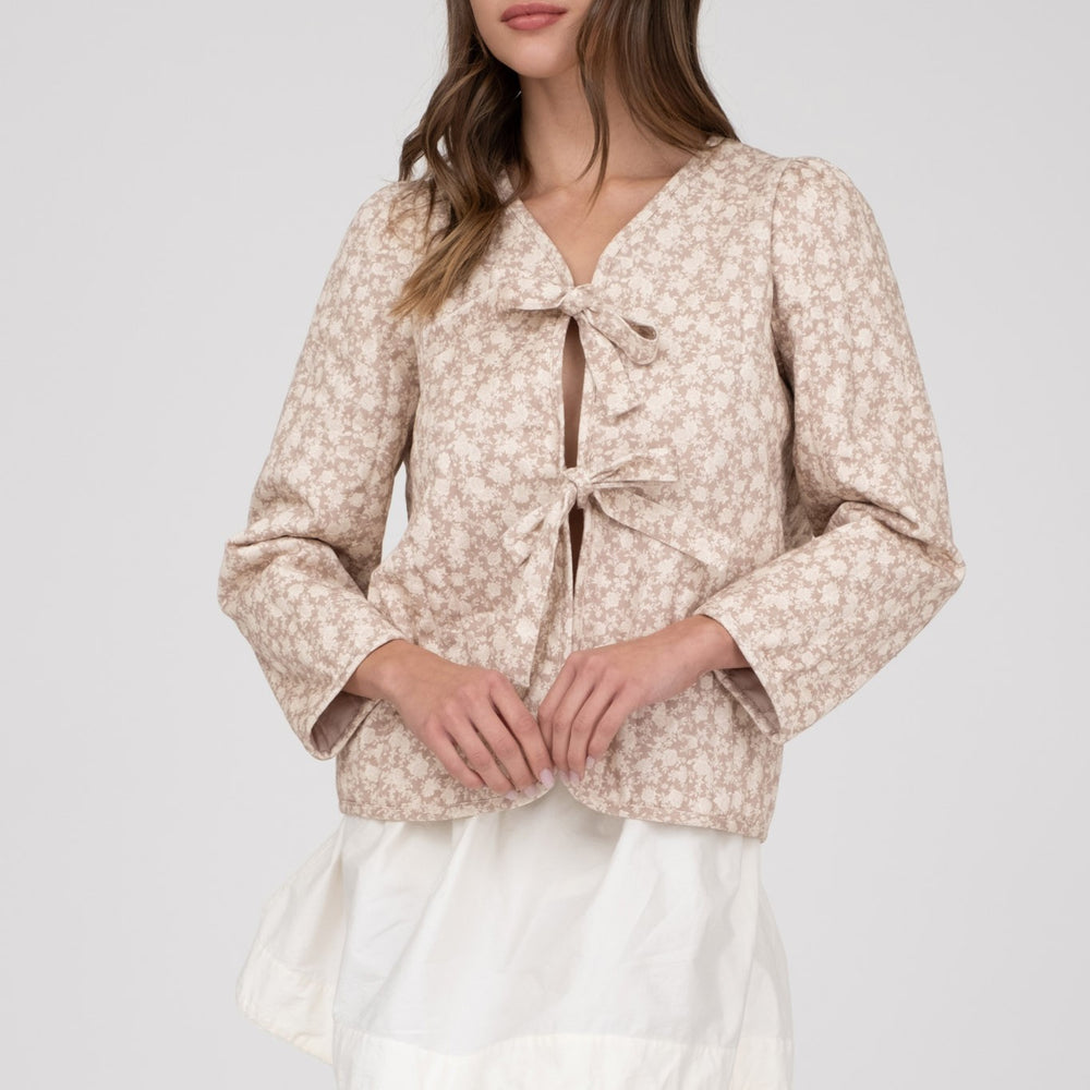 
                      
                        Floral Pattern Front Tie Jacket
                      
                    