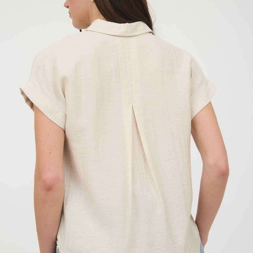 
                      
                        Collared Cuff Sleeve Back Pintuck Shirt
                      
                    