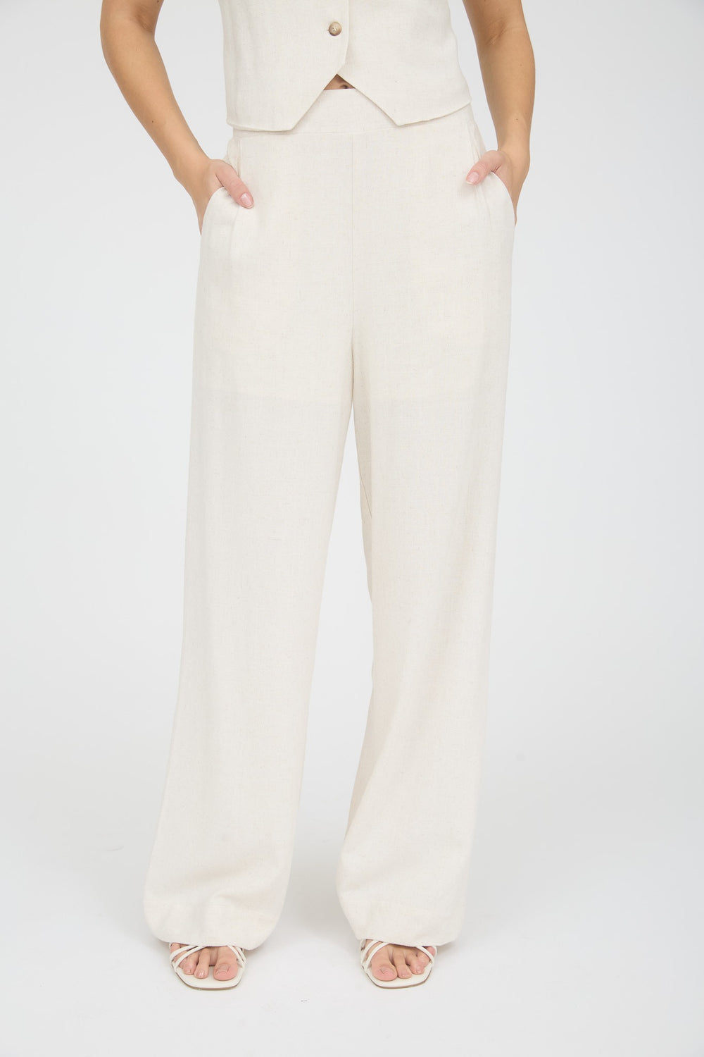 High Waist Wide Leg Linen Pants