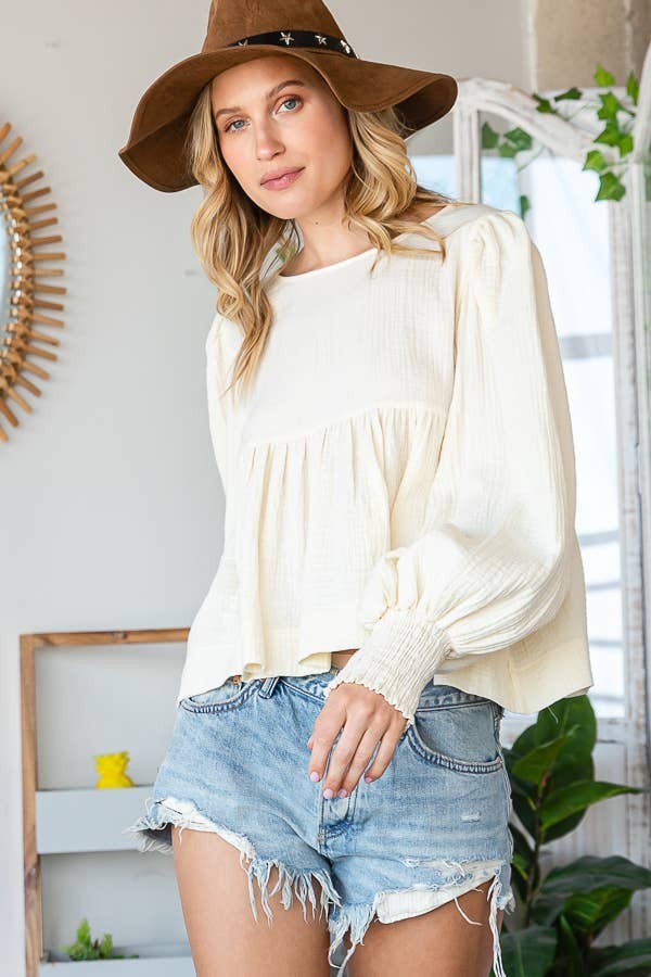 Puff Sleeves Babydoll Top