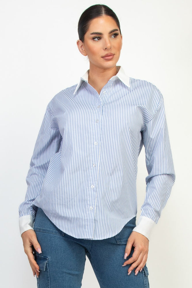 Stripe Contrast Shirt Top