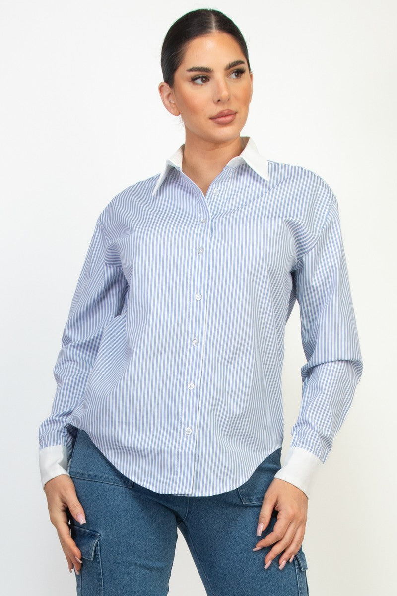 Stripe Contrast Shirt Top