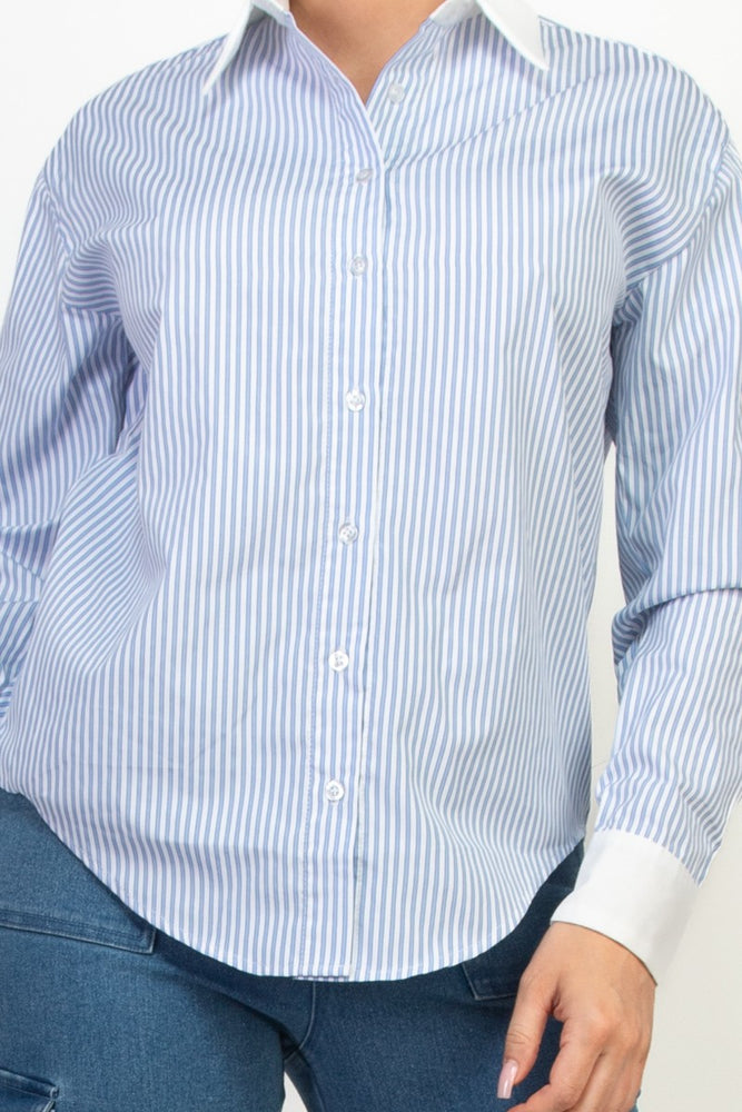 
                      
                        Stripe Contrast Shirt Top
                      
                    