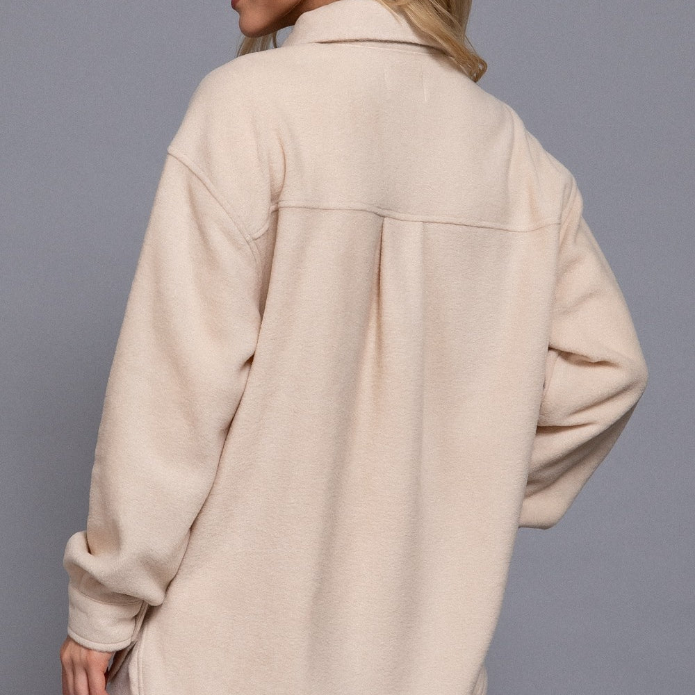 
                      
                        Long Slv Notched Collar Front Pocket Fleece Jacket
                      
                    