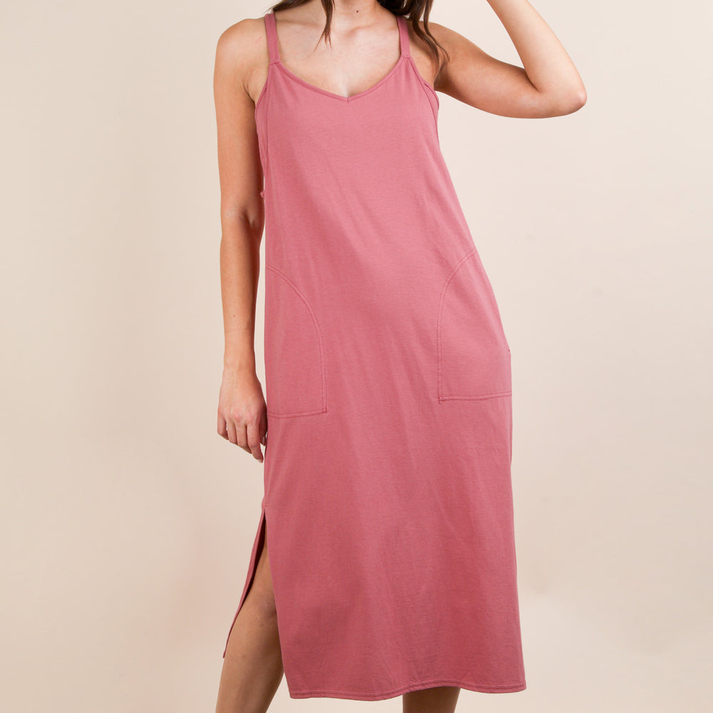 V-Neck Sleeveless Casual Comfy Midi Dress
