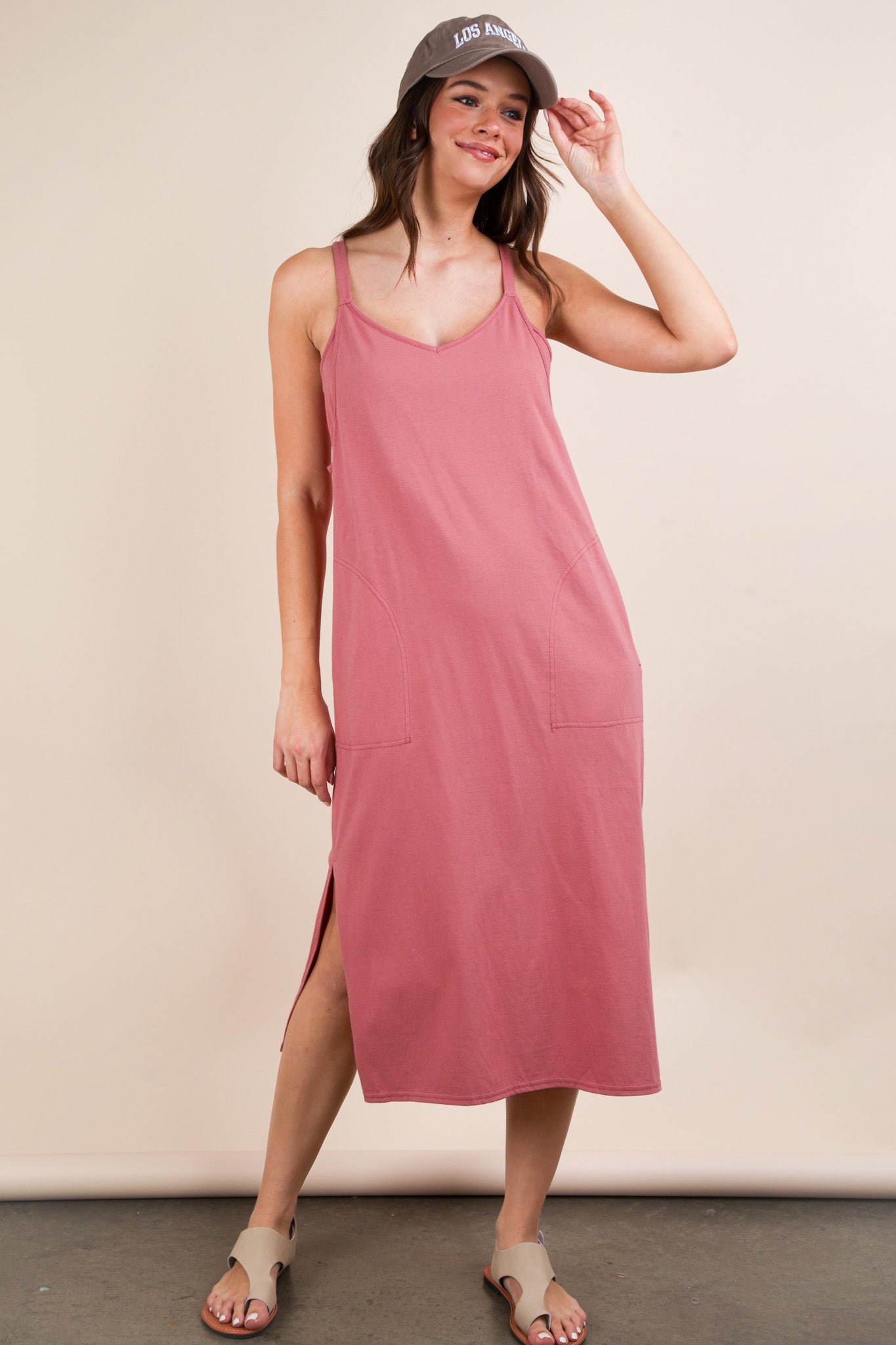 V-Neck Sleeveless Casual Comfy Midi Dress