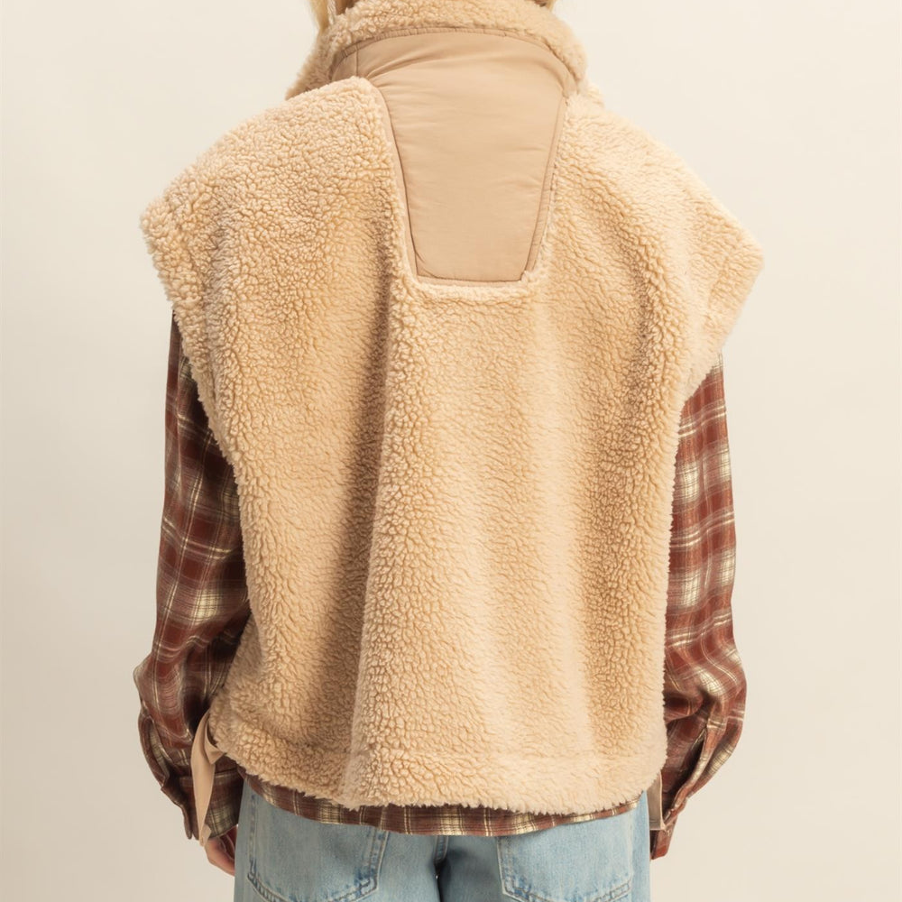 Cozy Sherpa Vest Jacket with tie up side details