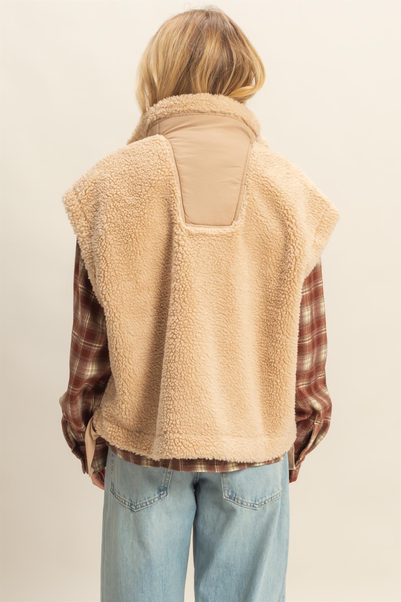 Cozy Sherpa Vest Jacket with tie up side details